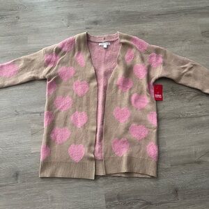 Pink Heart Patterned Cardigan Valentine’s Day
